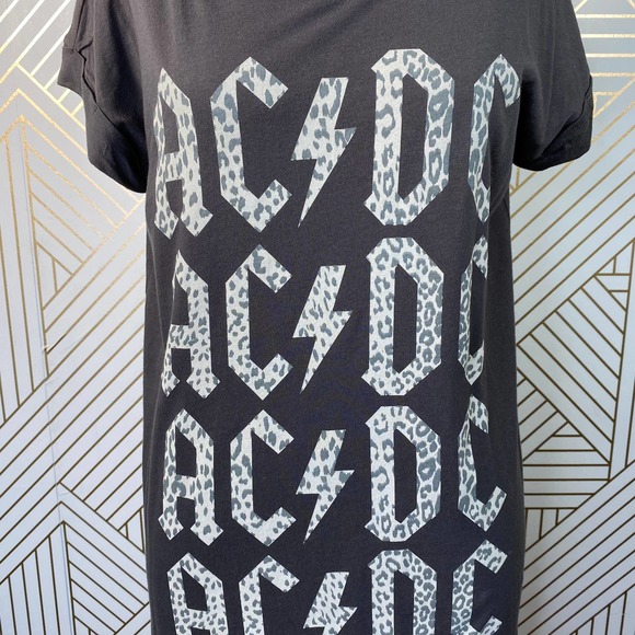 Chaser Free People ACDC Leopard T-Shirt Dress Gray - Picture 4 of 12